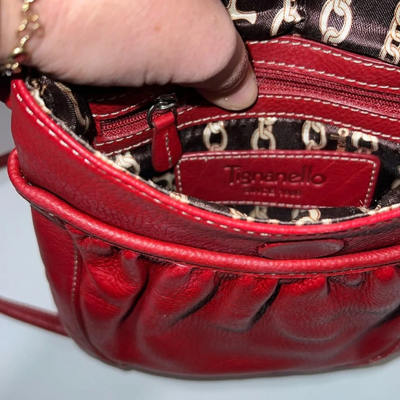 Tignanello - crossbody, red pebbled leather, 24” strap - Picture 5 of 13